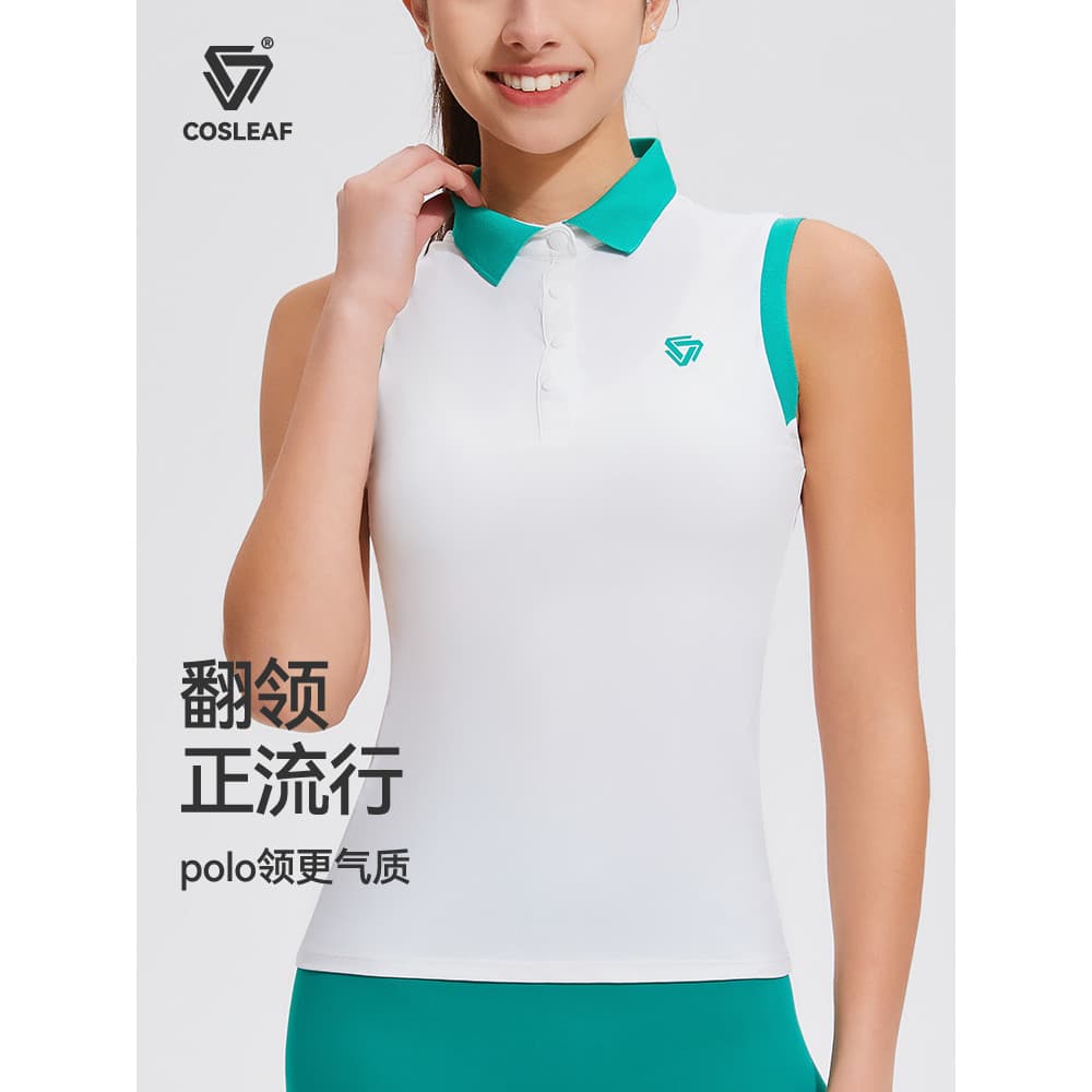 Clif Sports Top Mulheres Verão Sem Mangas Gola Alta Camisa Polo Stretch Respirável Golf Yoga Fitness Colete