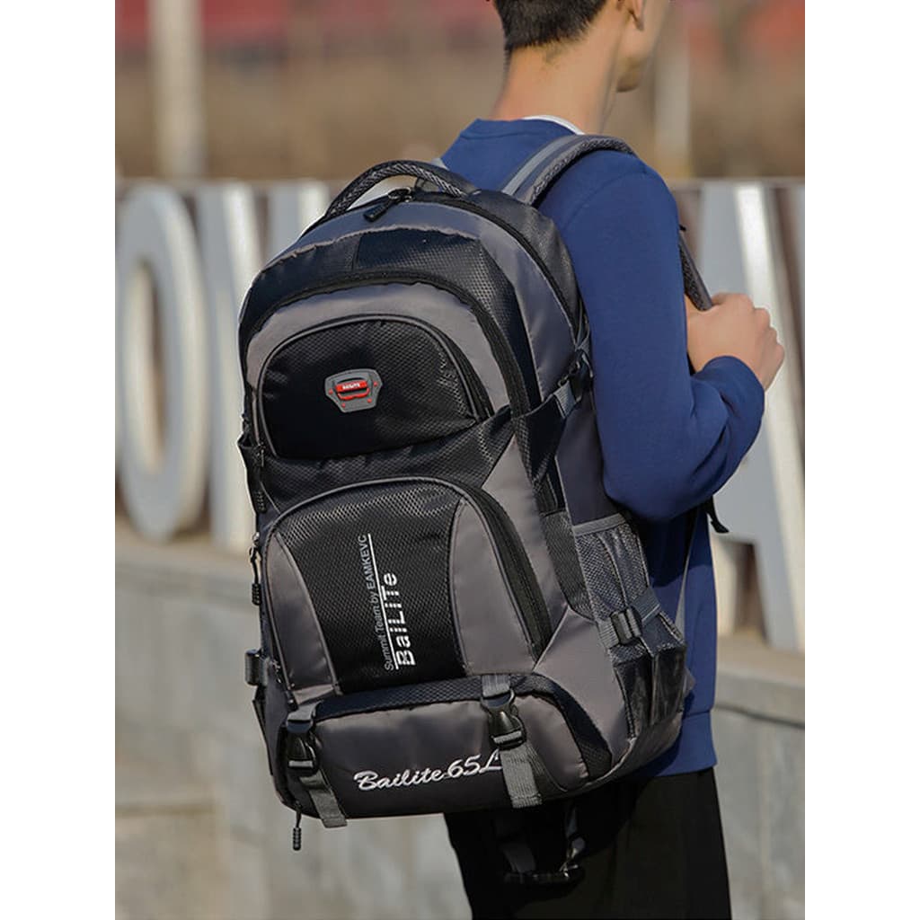 Mochila masculina de grande capacidade, bolsa de viagem ao ar livre, roupas de viagem, 65L, bolsa esportiva, bolsa de mo