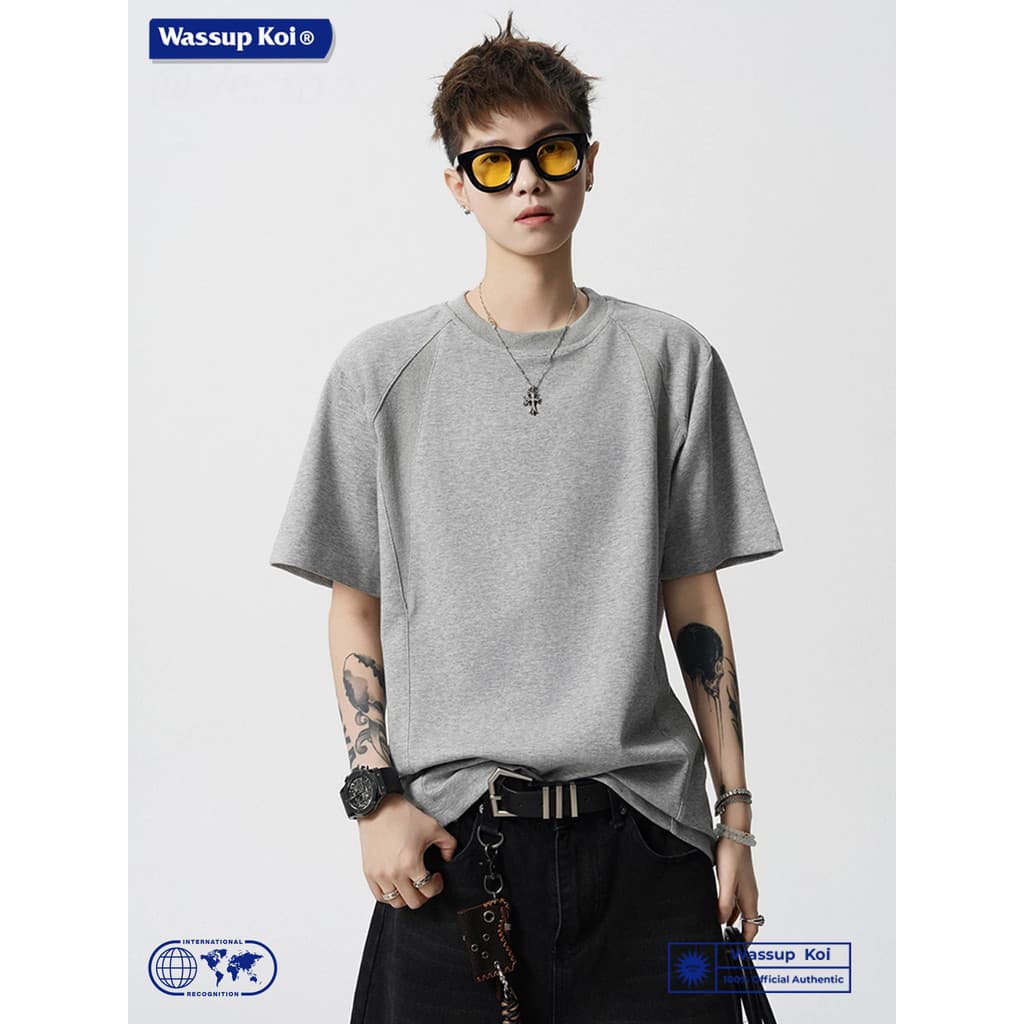 WASSUP KOI American Heavy Camiseta de manga curta masculina solta gola redonda estampada Street Wear 2026 verão masculin