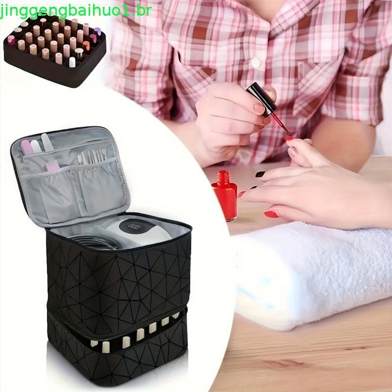 Bolsa Organizadora De Esmalte SUEBR , Portátil De Armazenamento Com 30 Compartimentos Para Kit De Cuidados As Unhas De C