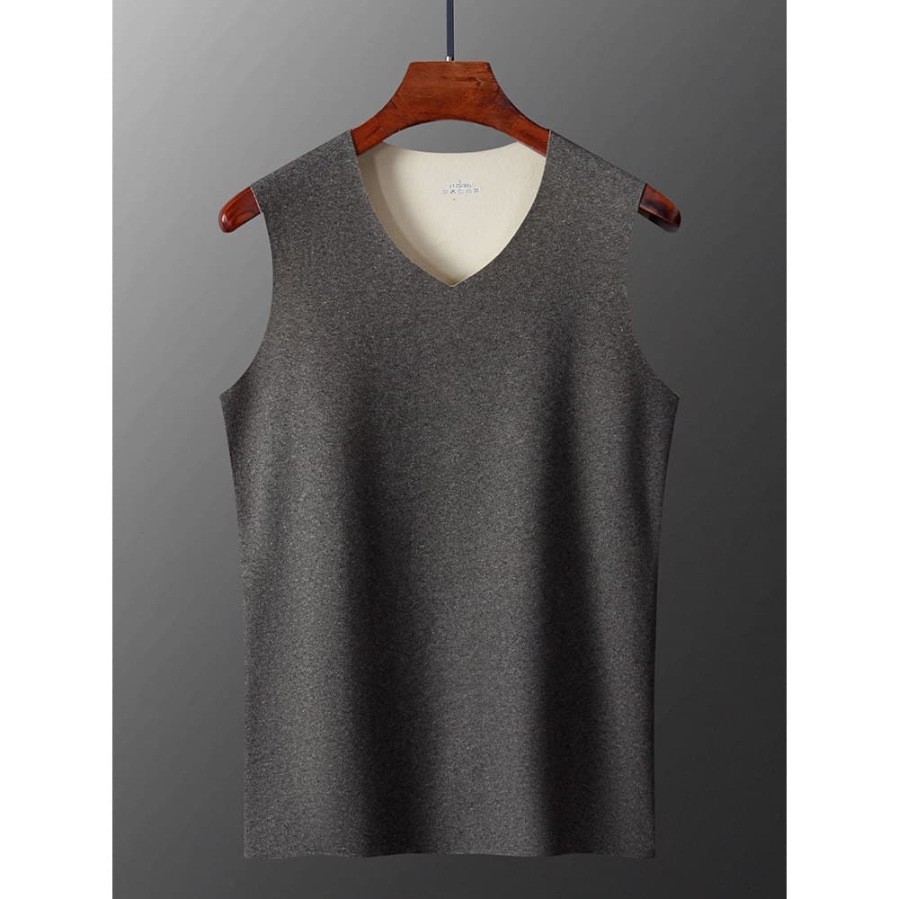 Camiseta sem mangas colete masculino sem costura aquecimento simples All-Match inverno interior roupas quentes estilo fi