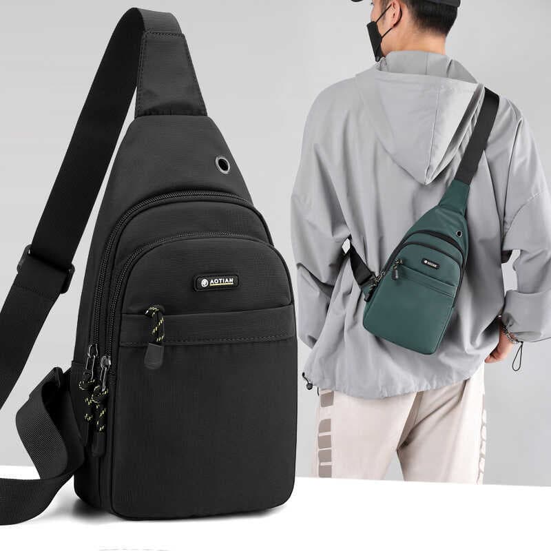 Bolsa mensageiro esportiva masculina 2025 novo estilo preto Oxford pano bolsa masculina Casual mochila ciclismo Multi-co