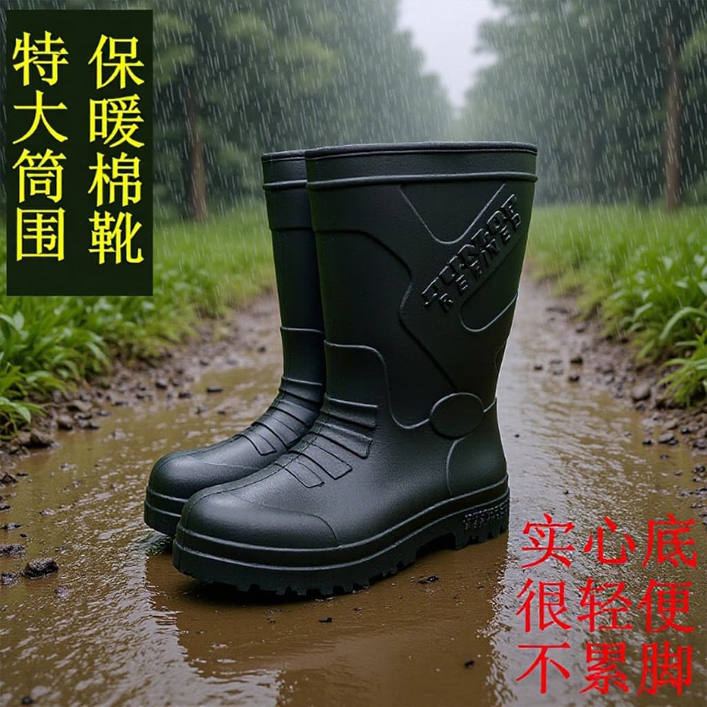 W inverno quente botas de chuva estilo masculino velo-velo ao ar livre antiderrapante botas de chuva à prova dwaterproof