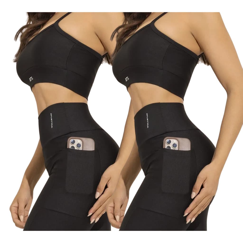 Kit 2 Conjuntos Legging Com Bolso + Top