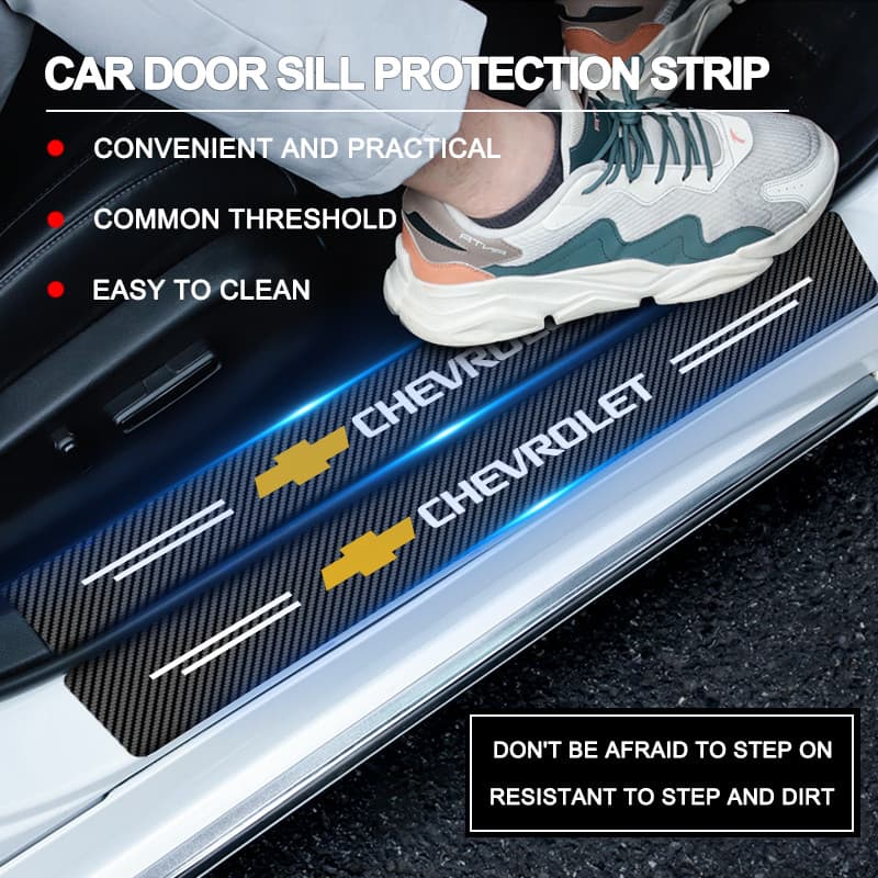 Limiar Da Porta Do Carro Placa De Chinelo Decalques Fibra Carbono Adesivos Para Chevrolet Onix Cruze Silverado Impala Eq