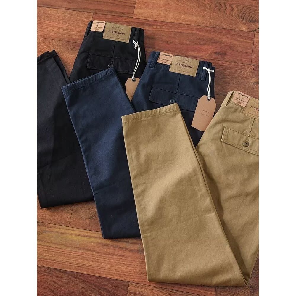Micro-Stretch calças casuais de alta densidade calças masculinas fino ajuste pequeno em linha reta outono grosso ajuste