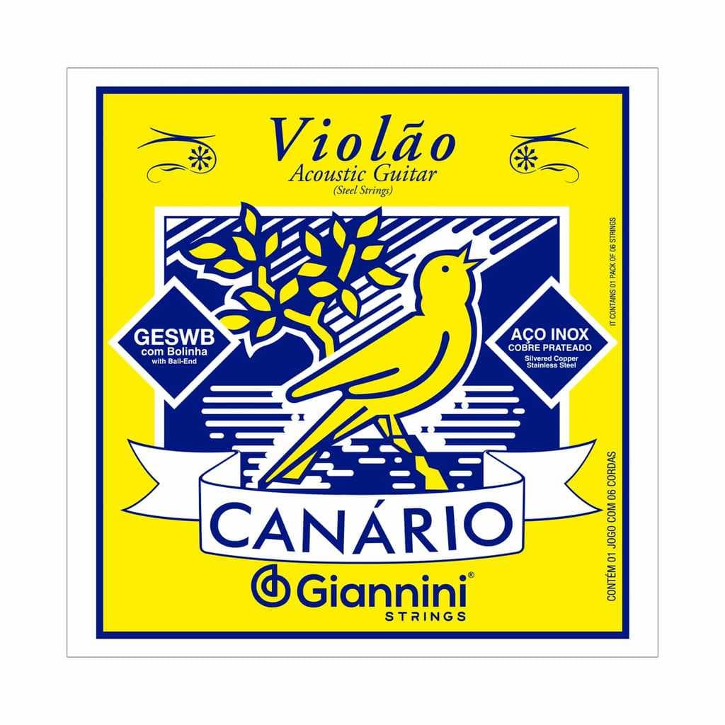 Encordoamento Giannini  Violão Aço Canário 011 045 GESWB Média Com Bolinha