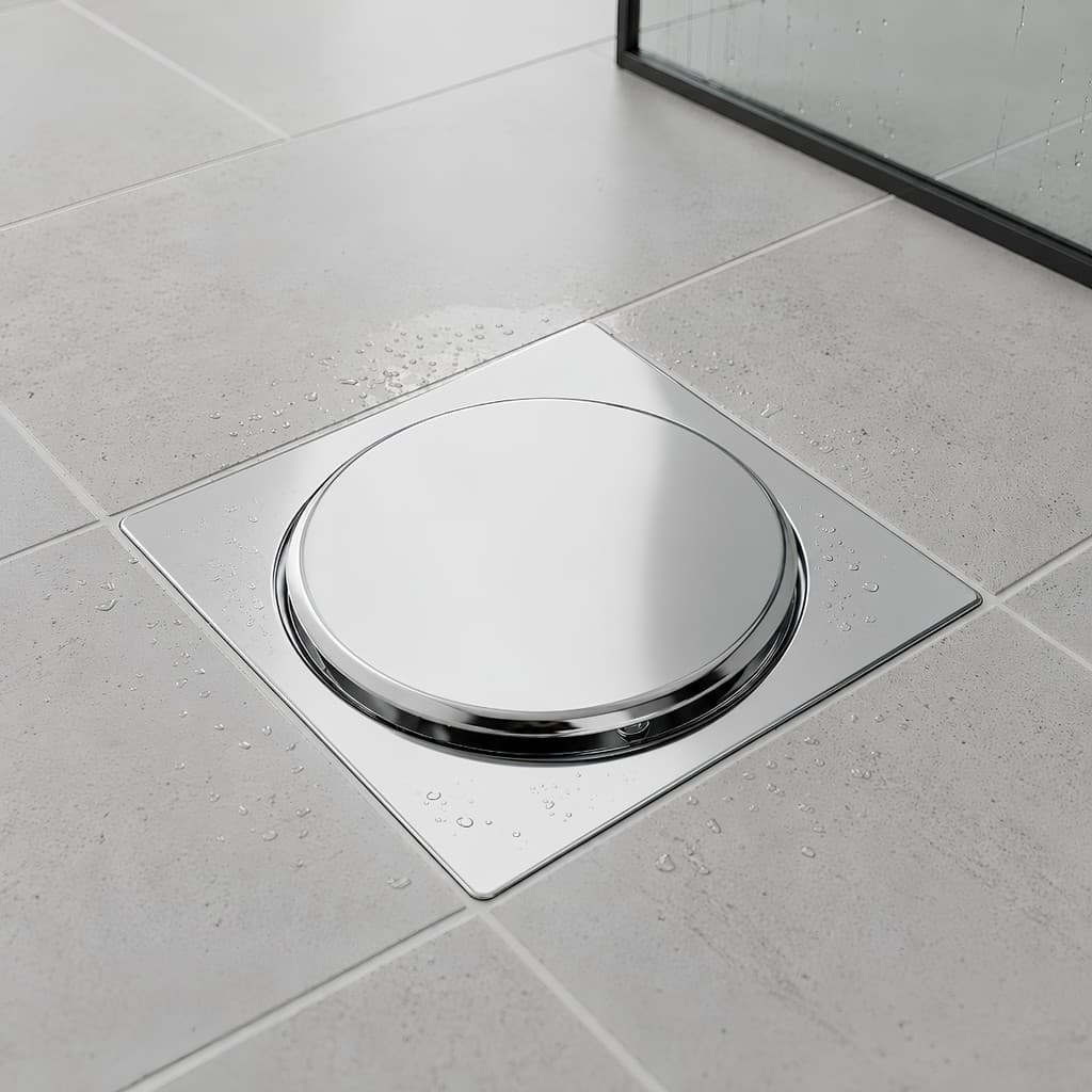 Ralo Click Inteligente em Metal Inox 10x10/15x15 Cromado Piso Banheiro Quadrado