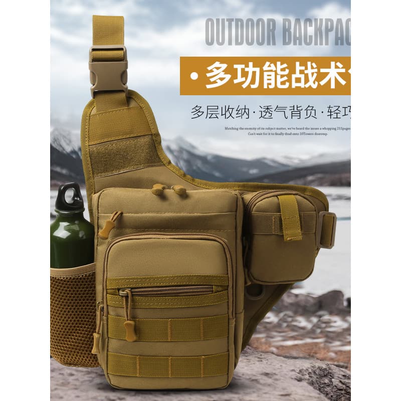 Bolsa de ombro tática multifuncional, bolsa mensageiro para esportes ao ar livre, armazenamento de garrafa de água com v