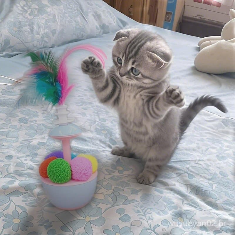 Gato brinquedo Tumbler auto-feliz aliviar o tédio Molar dentes limpeza pena provocando gato vara alemão consumir força f