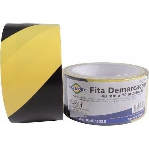 Fita Zebrada Demarcação Solo 48mm x 14mts - Brasfort 7640