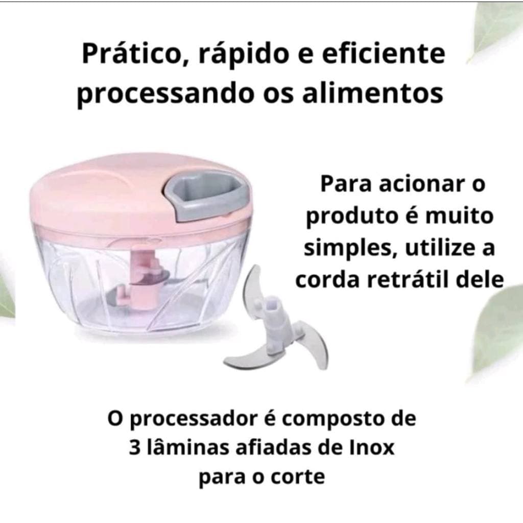 Processador de Alimentos Manual de 500 ml semiautomatico 3 laminas fatiar,triturar,moer,deversos alimentos