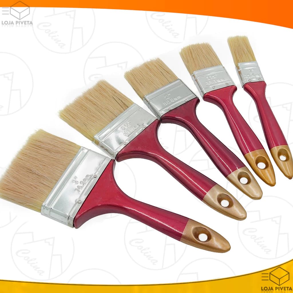 Kit 5 Pincéis de Tinta Trincha Para Construção Pintura Multiuso Tamanhos Variados