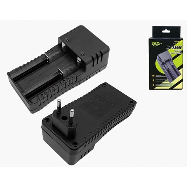 Carregador De Pilha Carrega 1 Pilha Sozinha Ou 2 Pilhas Juntas (Modelos de Pilhas 18650, 18500, 14500 ou 16340) HD-2899E