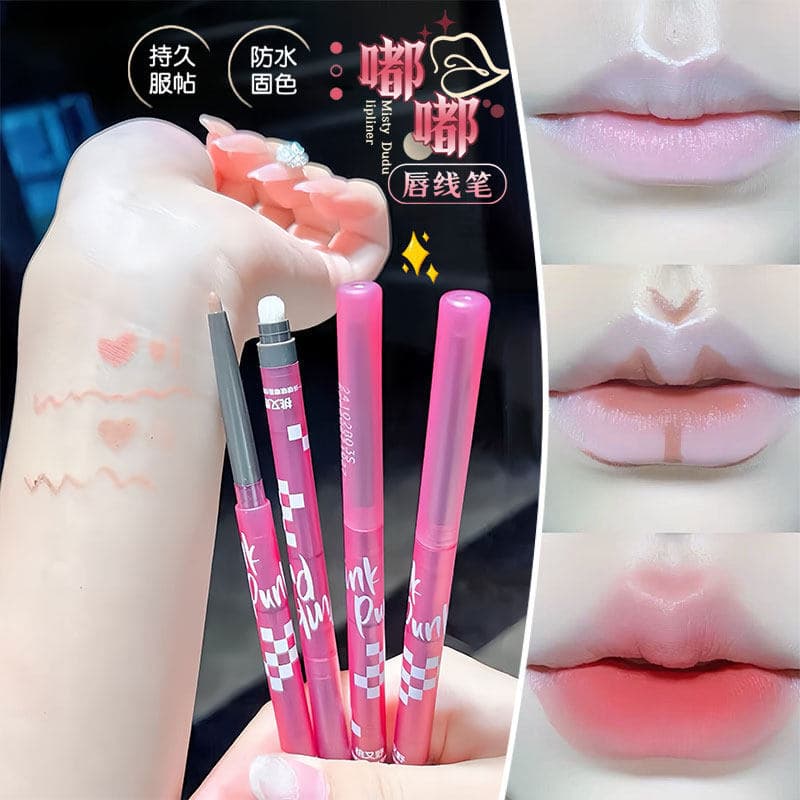 Ferramenta útil para realce de lábios!Delineador labial selvagem pêssego de longa duração, não desbota, à prova d'água,