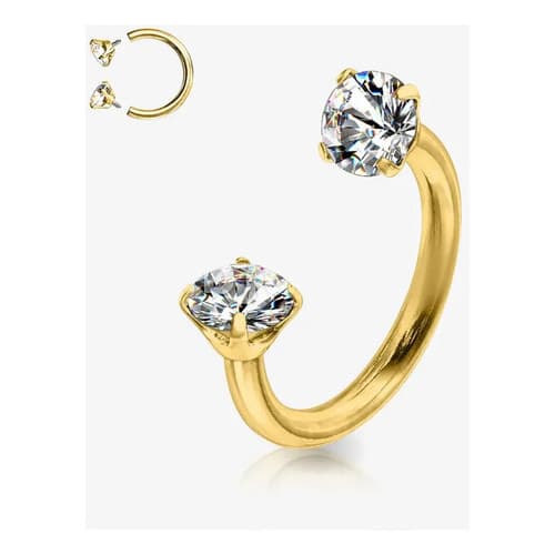 Piercing Ferradura Aço Cirúrgico 316l Com Strass Ferradura 10mm Dourada