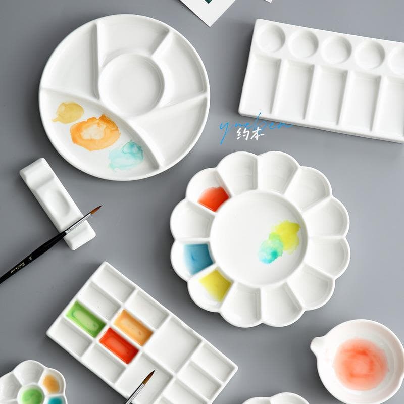 Paleta especial de aquarela cerâmica Multi-grade porcelana branca arte estudante paleta de grande capacidade paleta de p