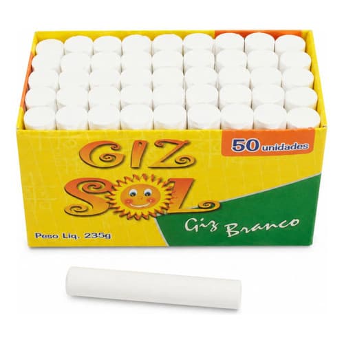 Giz Lousa Branco Para Quadro Negro Caixa 50 Unidades