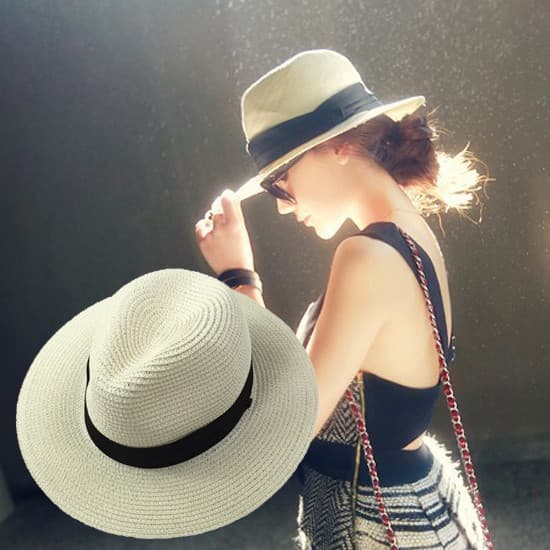 Chapéu feminino verão aba grande viagem panamá chapéu de palha dobrável versão coreana britânica aba larga praia Jazz ch