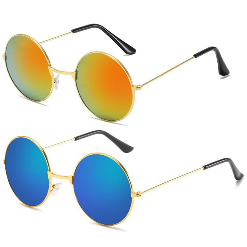 Armação de Metal armação completa moda óculos de sol Hippie óculos de sol adultos crianças podem usar cor redonda retrô