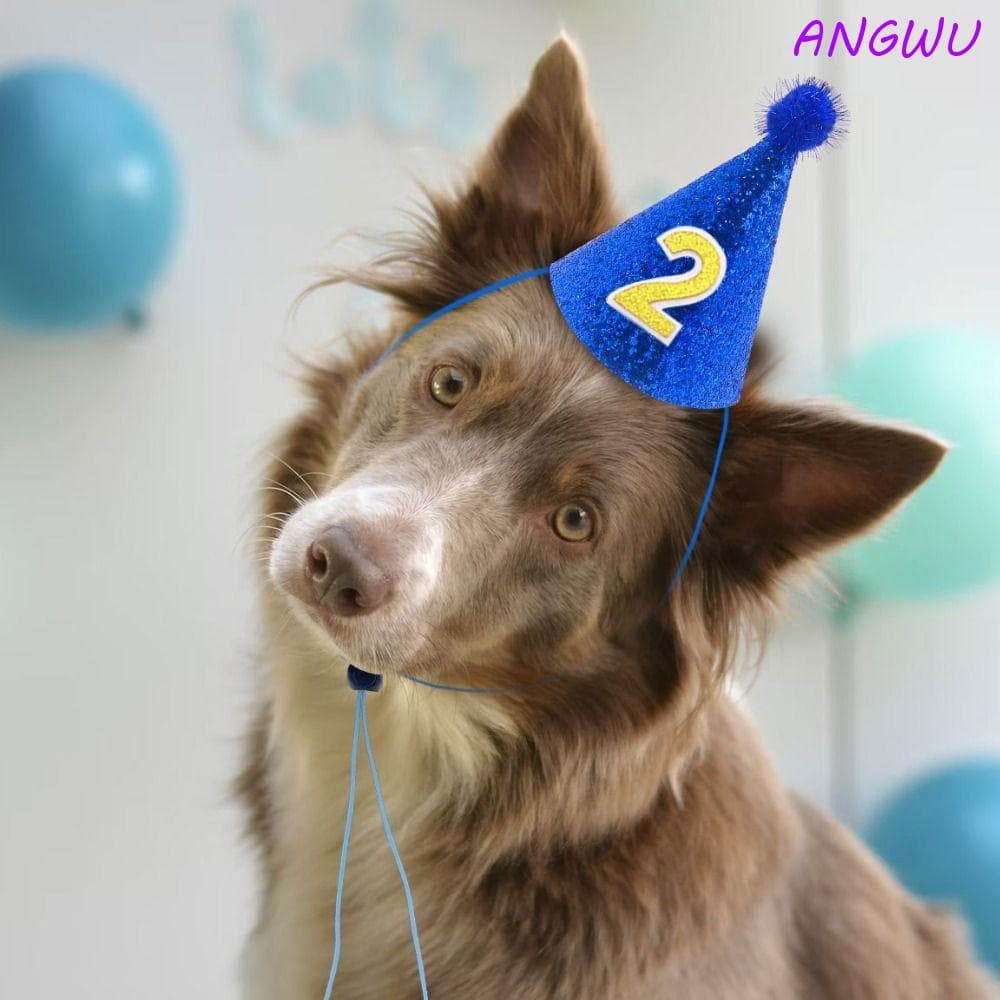 Chapéu De Aniversário Para Animais De Estimação ANGWU , Ajustável Com Brilhante Cachorro Bola , Arnês Decorativo Dobráve