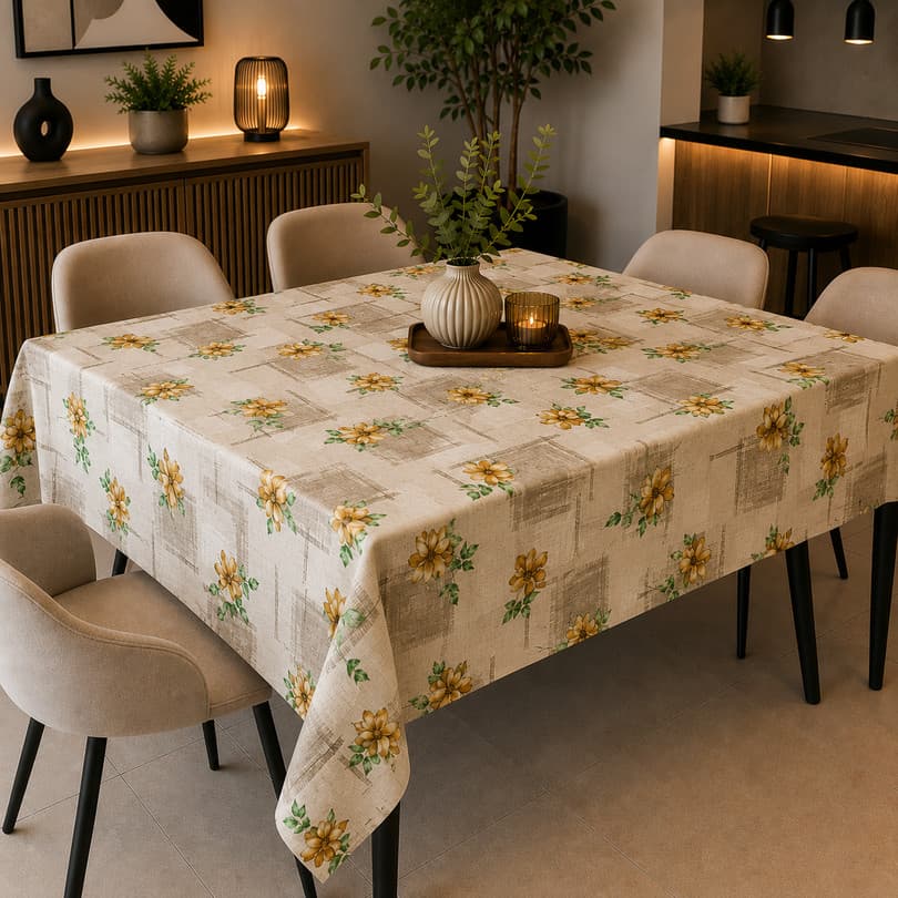 Toalha Mesa Plástico Leve Impermeável Forro Protege e Decora 2 a 12 Lugares Linho Floral