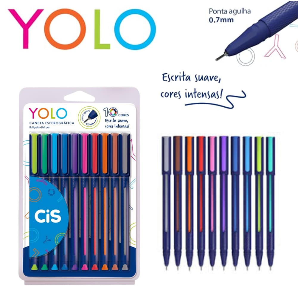 Caneta Esferografica Cis Yolo Estojo com 10 Cores