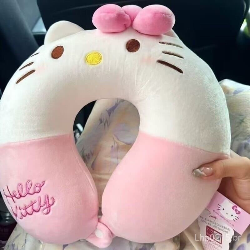 Sanrio Hello Kitty U-Pompompurin Kuromi Pochacco Travesseiro De Cabeça Para Viagem Com O Coração De Uma Linda Garota Na