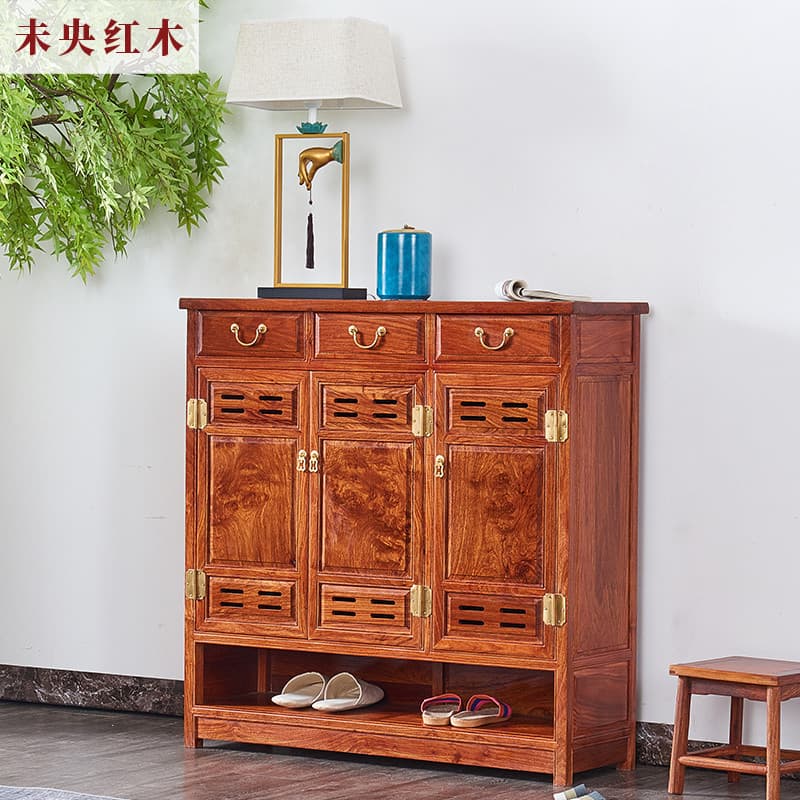 Mogno novo estilo chinês armário de sapato africano jacarandá sapato Rack ouriço vermelho sândalo corredor armário entra