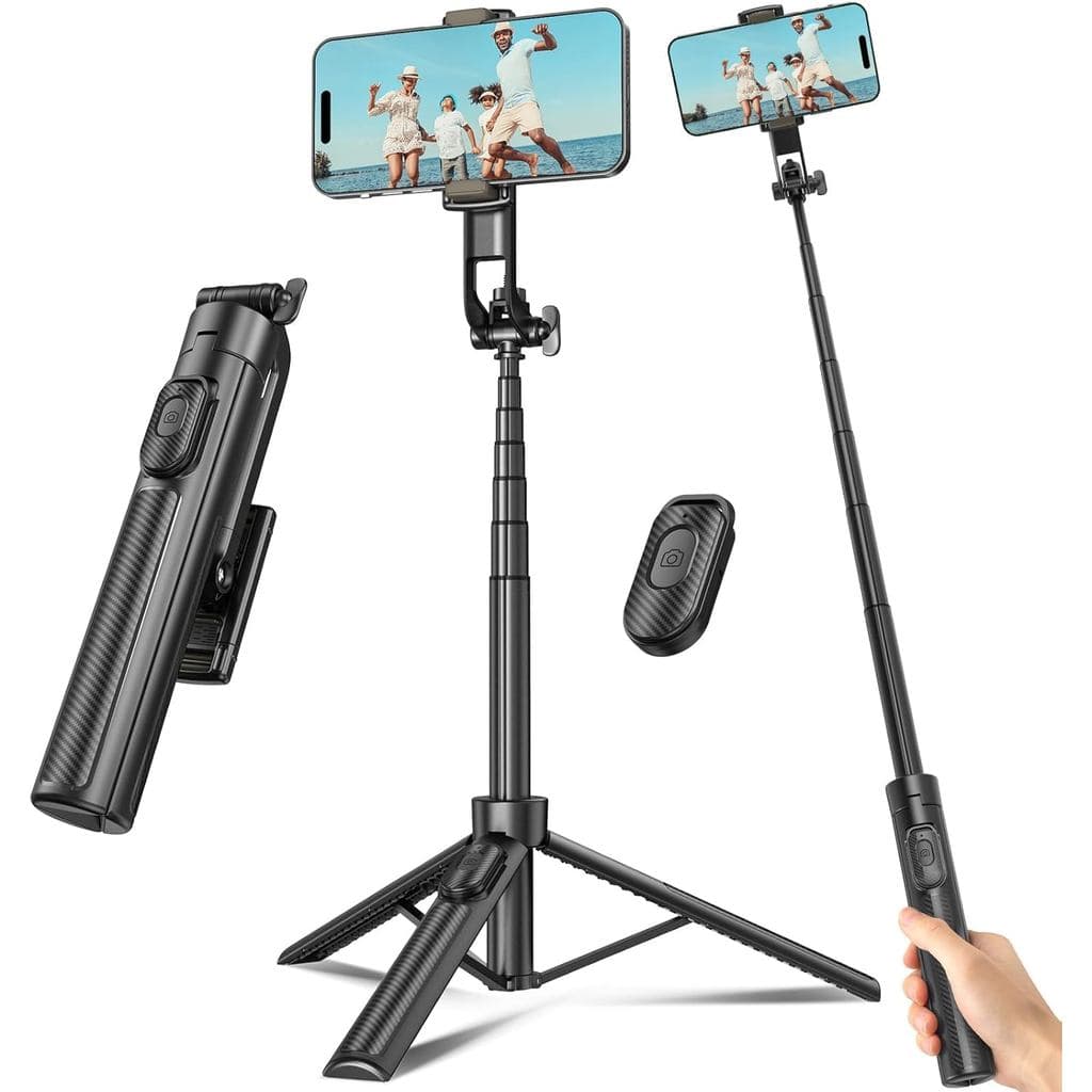 Bastão de Selfie com Tripé de Viagem para Celular com Controle Remoto e Suporte para Telefone, Bastão de Selfie Extensív