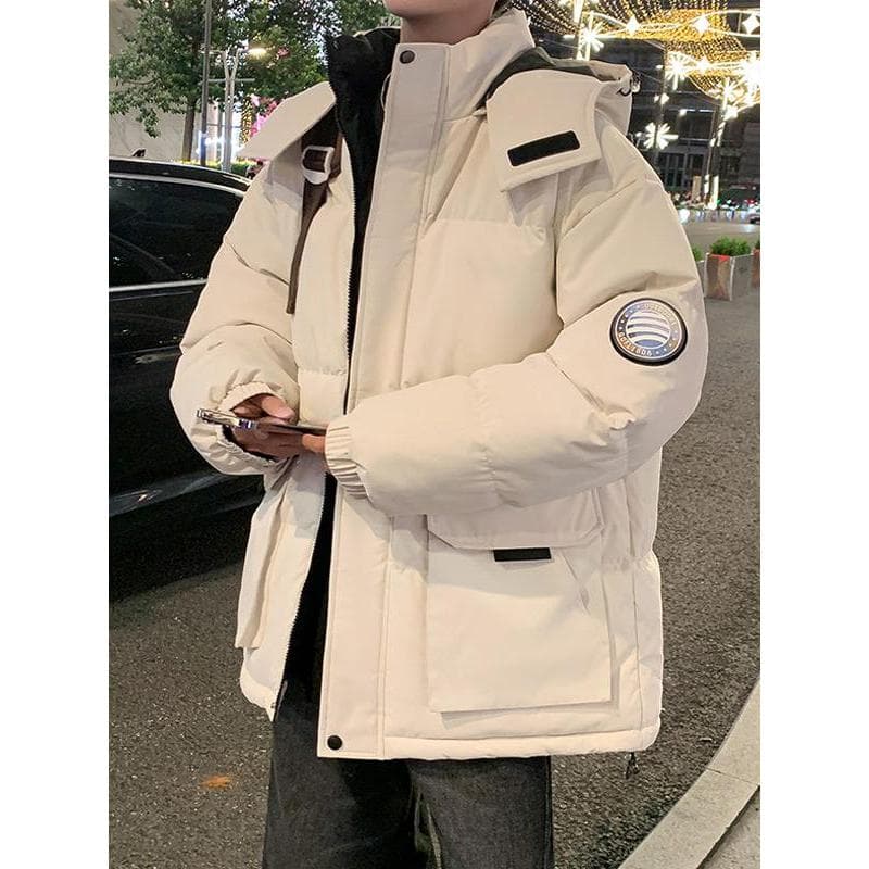 Macacão jaqueta acolchoada de algodão masculina inverno engrossado quente jaqueta com capuz masculino jaqueta acolchoada