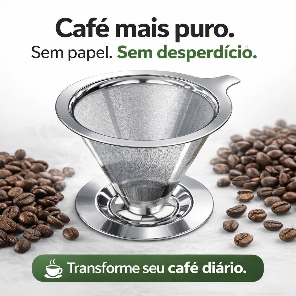 Coador de Café Inox 103 Permanente Filtro Reutilizável Sem Papel 100% Aço Inoxidável