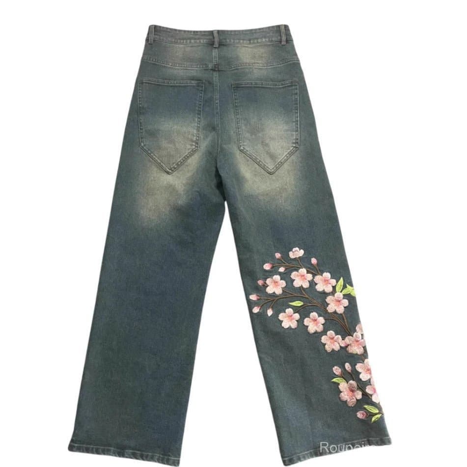 Estilo nacional azul Jeans de perna larga primavera mais magro olhar macio Denim de alta qualidade elástico S