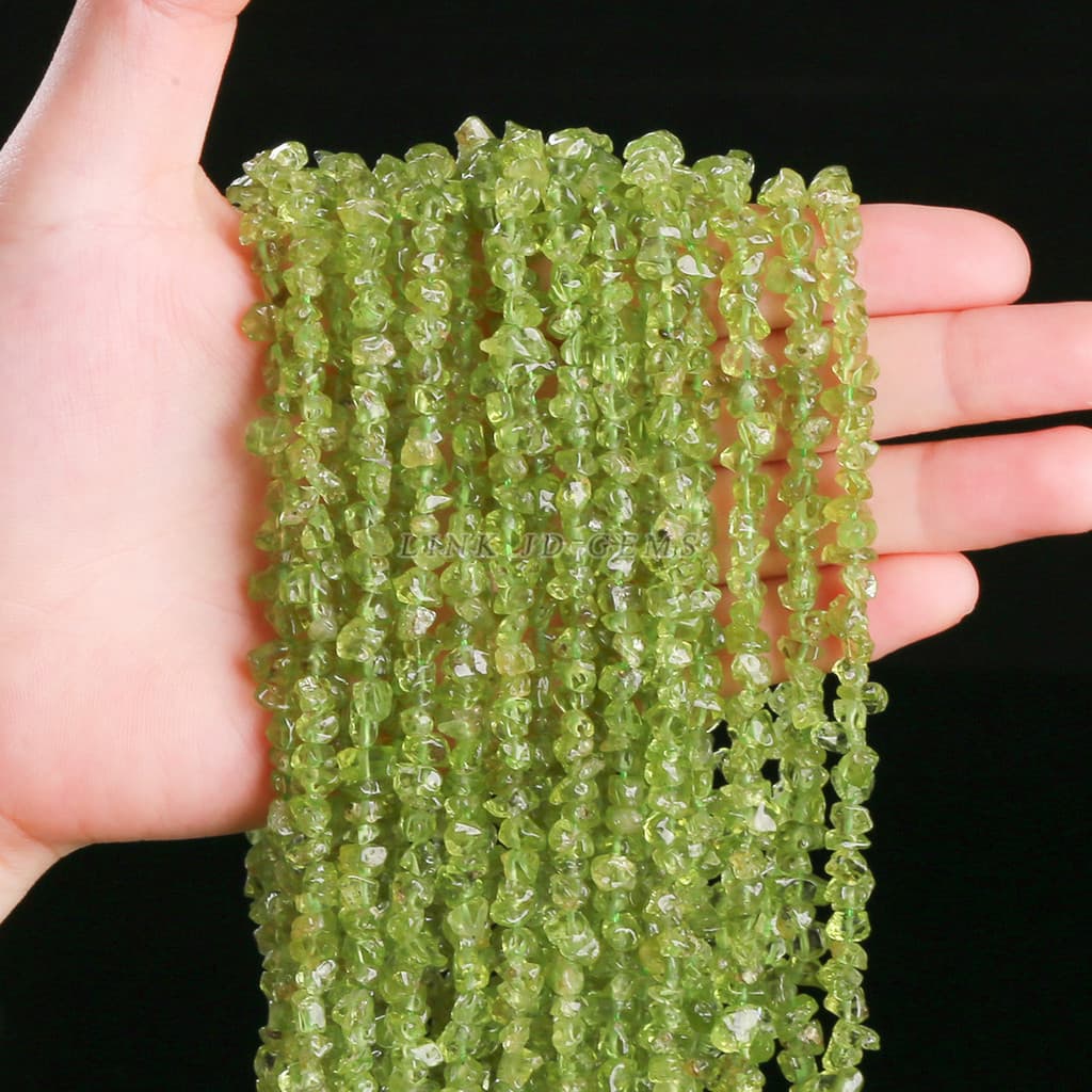 Preço de fábrica Natural Peridot pedra esmagada contas soltas pulseira Irregular colar jóias acessórios contas novo