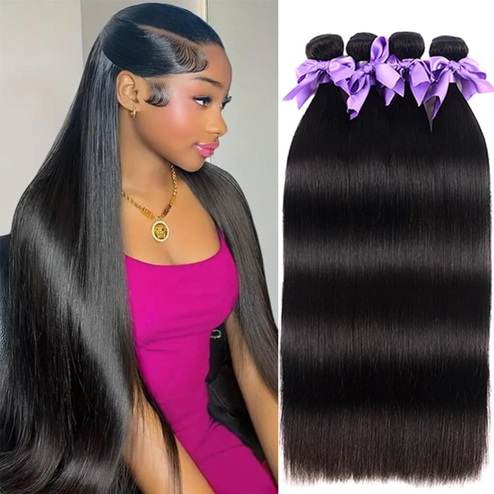 Pacotes de Cabelo Humano Liso de 22, 24, 26, 28 Polegadas, 100% Cabelo Humano Virgem Brasileiro Não Processado, Ofertas