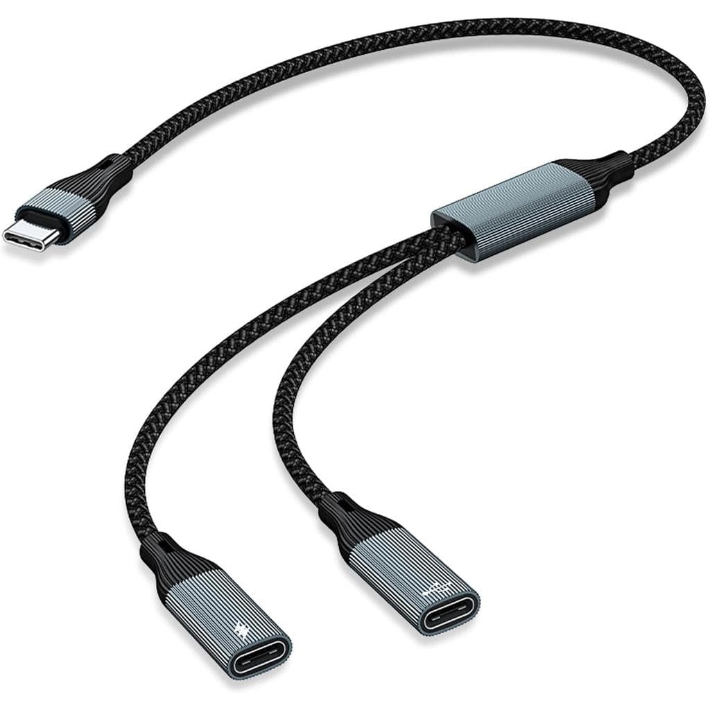Divisor USB C, Adaptador USB C para Duas Saídas USB C para Fone de Ouvido/Dados e Carregador, Adaptador de Áudio USB C 3
