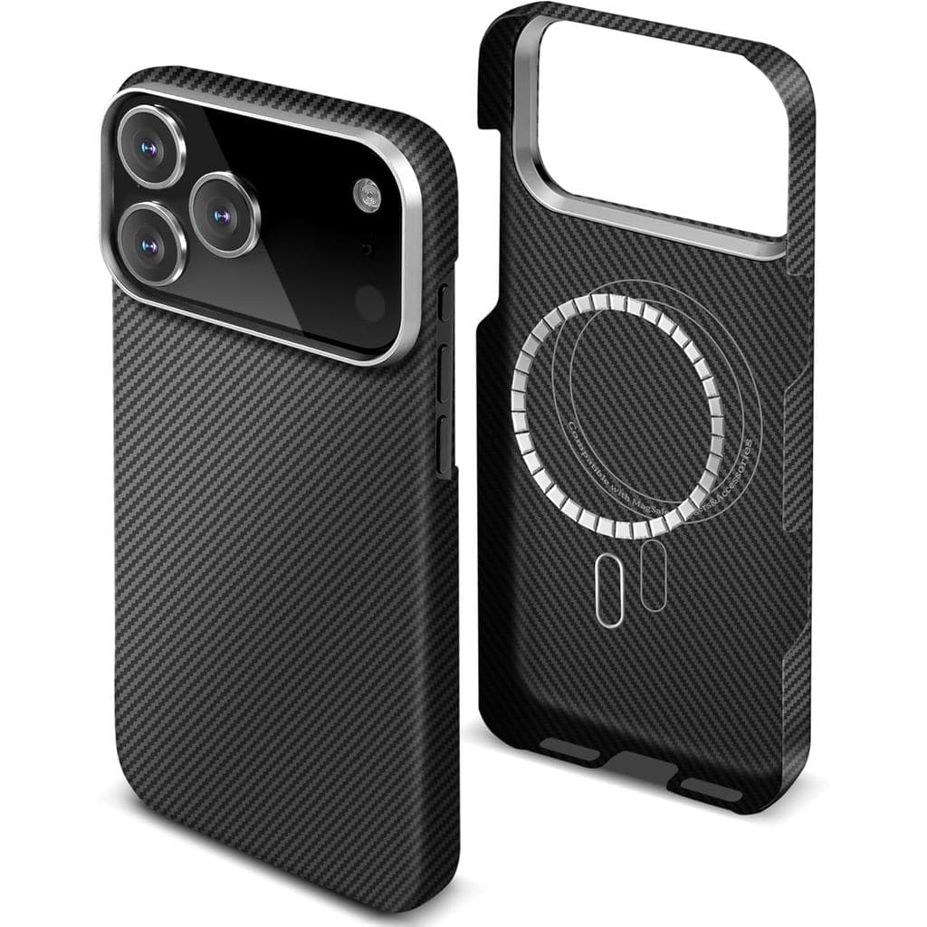 Capa de Fibra de Carbono para iPhone 17 Pro Max, Fina e Confortável, Capa Minimalista Compatível com MagSafe, Moldura Pr