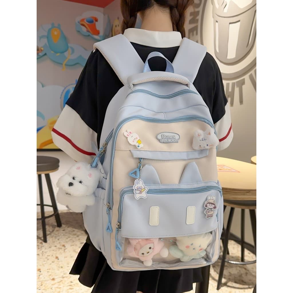 Mochila escolar para meninas do ensino fundamental, terceira a sexta série, preto, branco, à prova d'água, estudantes do