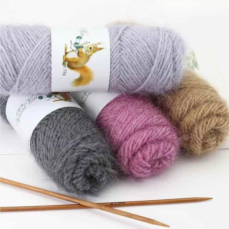 Esquilo fio de lã grupo Mohair médio grosso brilhante fio de seda artesanal diy tricô cachecol crochê gancho chapéu bebê