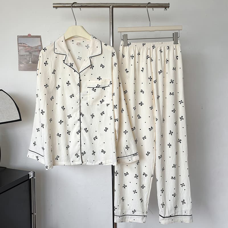 Pijamas femininos primavera outono calças de manga comprida nuvem algodão 2024 novo estilo ins estilo versão coreana Pol
