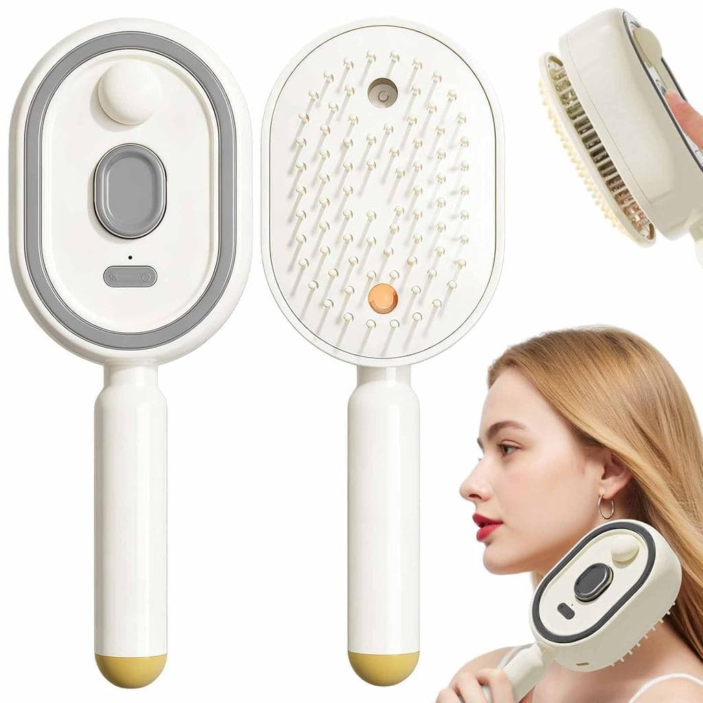 ElectricSpray&MassageHairBrush,3in1ElectricSprayAirCushionMassageComb,Self-CleaningAnti-TangleSteamMassageComb,Anti-Friz