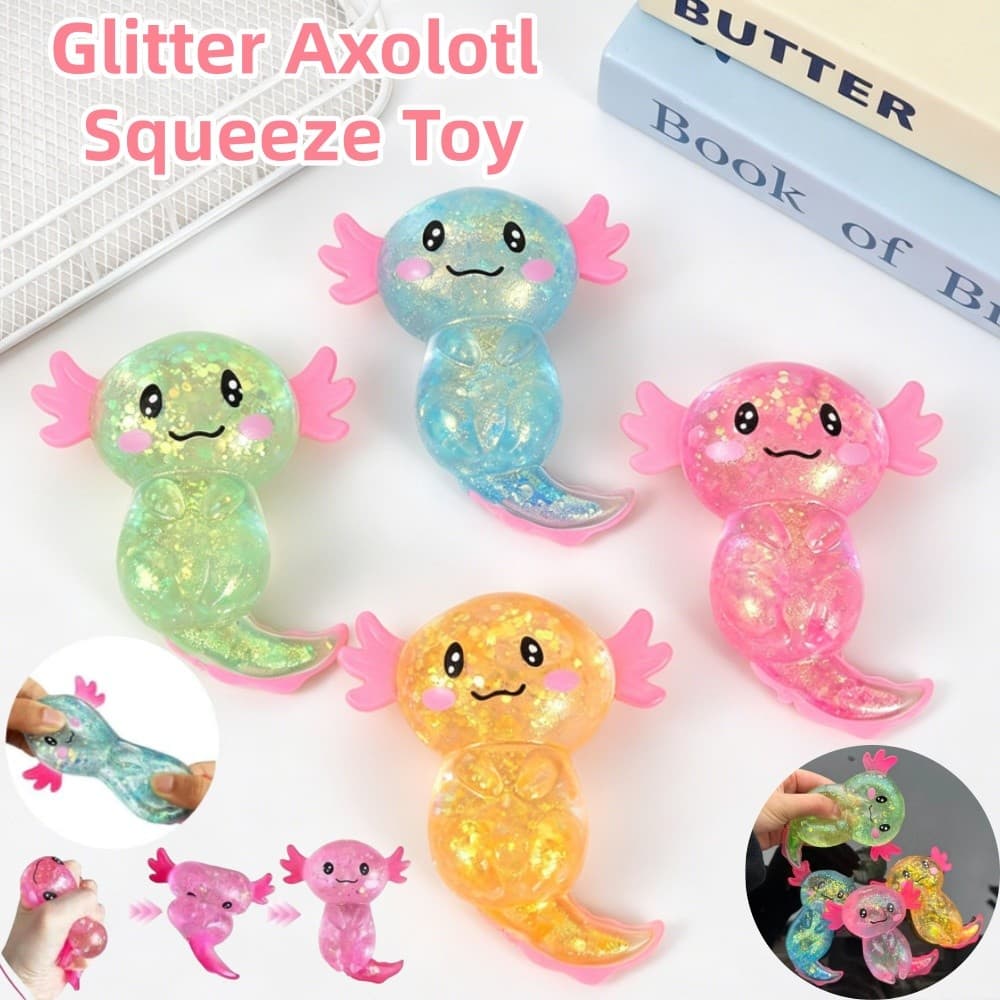Colorido Glitter Axolotl Squeeze Brinquedo Mole Translúcido Alívio Do Estresse Brinquedos Malte Açúcar Elástico Diversão