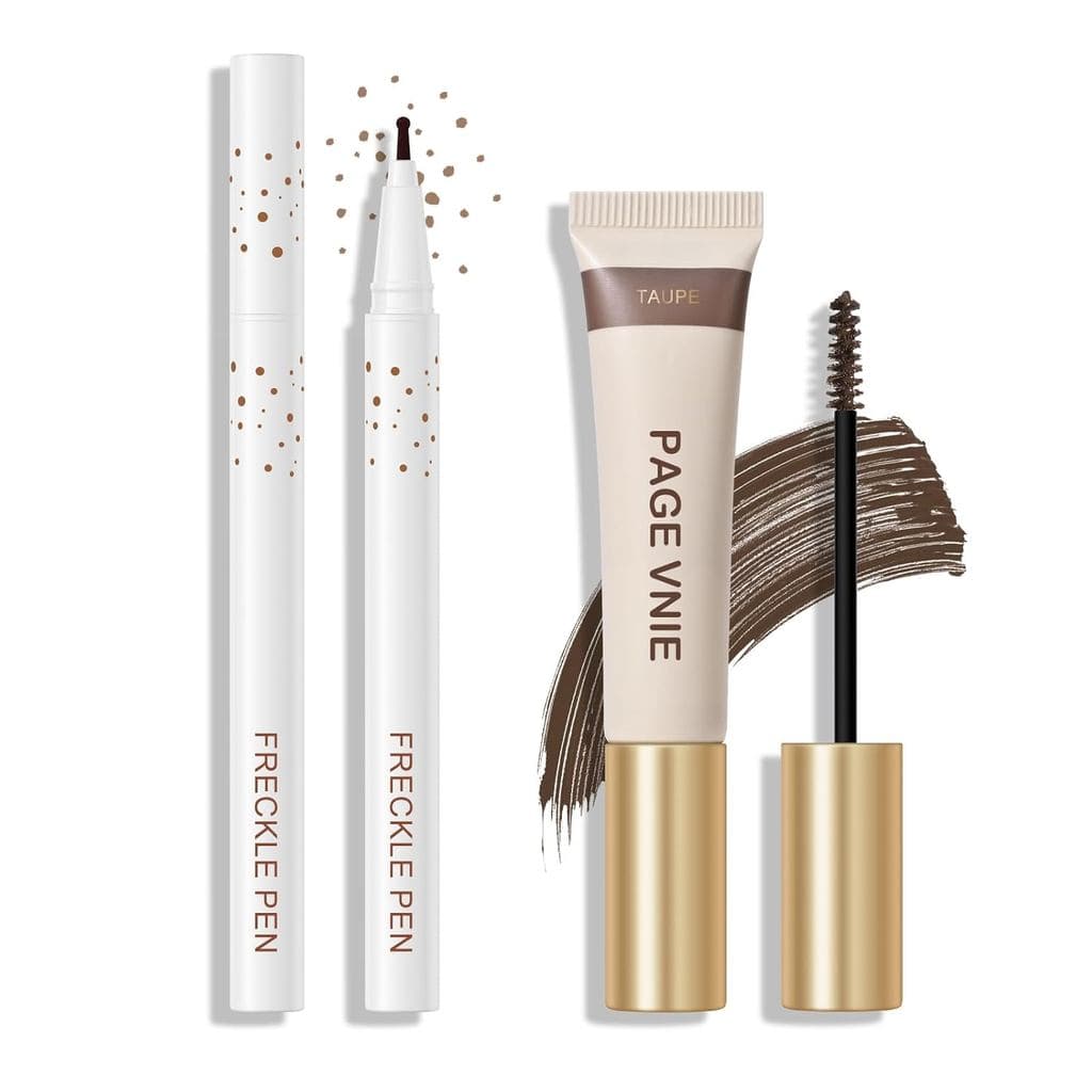 Kit KYDA de Caneta para Sardas e Gel para Sobrancelhas Colorido, Carimbo de Sardas Artificiais com Ponta Fina para Maqui