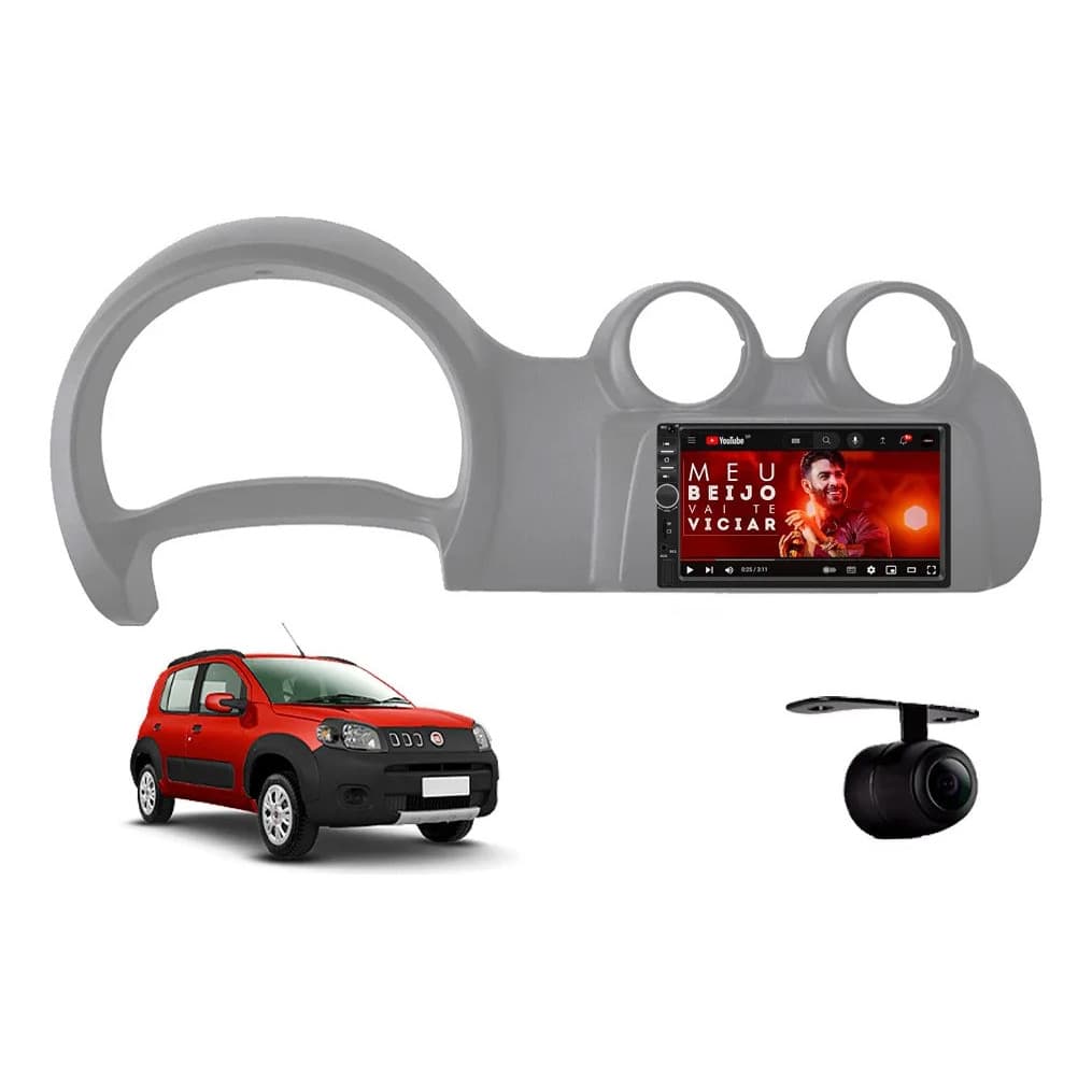 Central Multimídia Fiat Uno Cinza 2010 À 2016