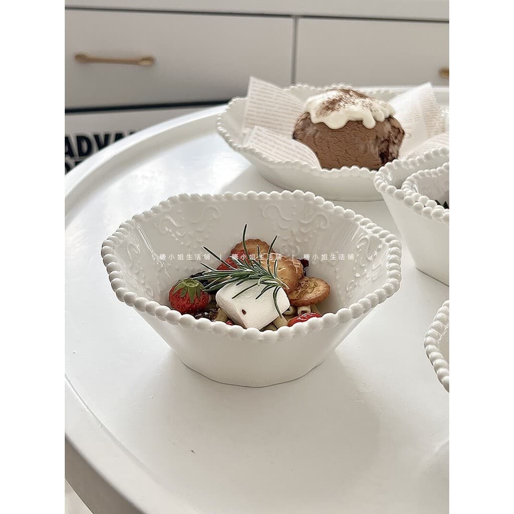 Miss Sugar Comércio Exterior ins Tigela de Cerâmica Francesa em Relevo Tigela de Sobremesa de Arroz Branco Premium Aveia
