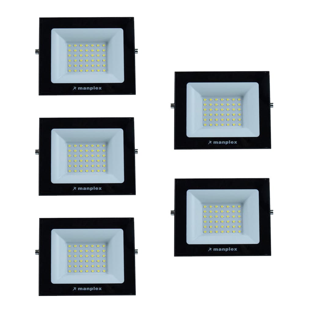 Kit 5 Refletor Holofote Led 6500k Prova D'água 10w 800lm