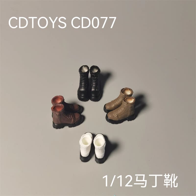 Pronto estoque cdtoys cd077 1/12 Punk botas de motocicleta rebites botas curtas Martin botas femininas sapatos sólidos