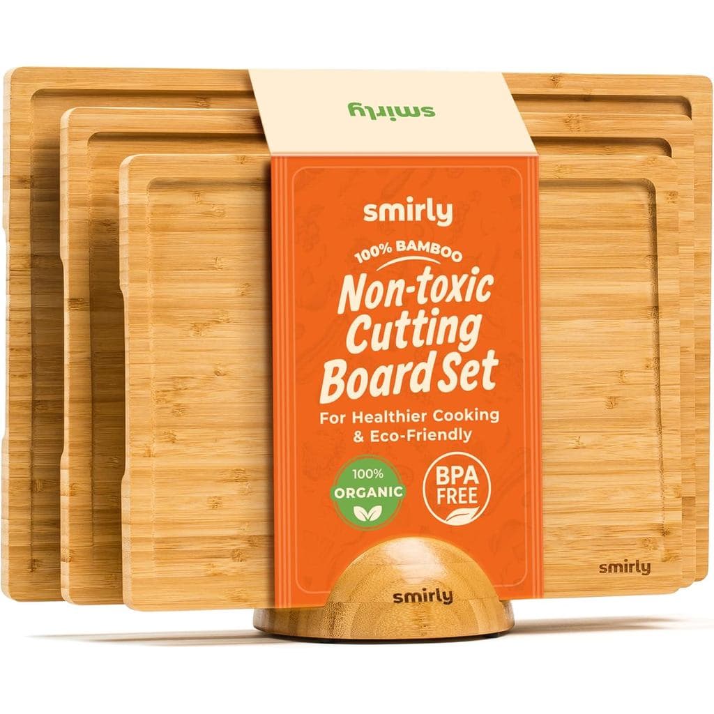 Tábuas De Corte De Bambu SMIRLY Para Cozinha-Tábua Madeira Preparação De Refeições , Servir , Charcutaria-Utensílios De