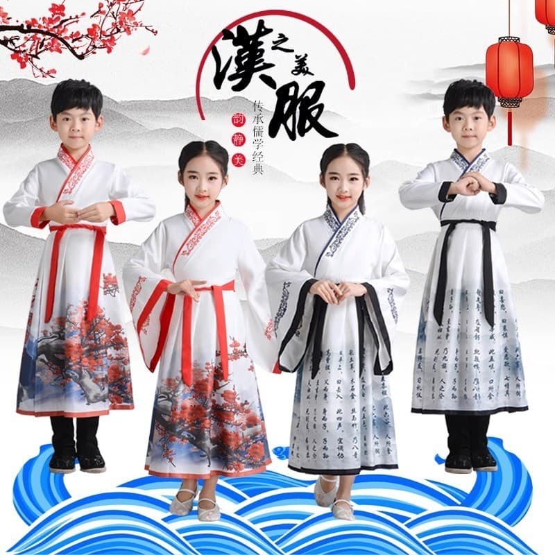 Hanfu meninos meninas trajes chineses trajes chineses livro crianças clássicos de três caracteres regras disciplinas tra
