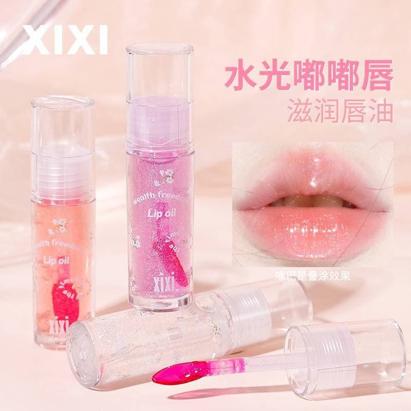 Xixixi Water-Feel Flower Language Hidratante Lip Oil Water Gloss Mirror Surface Toot Lip Pearl Fino Piscando Transparent